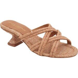 New André Assous Women's Tan Woven Crisscrossing Polina Slide Heel Sandal Sz 41